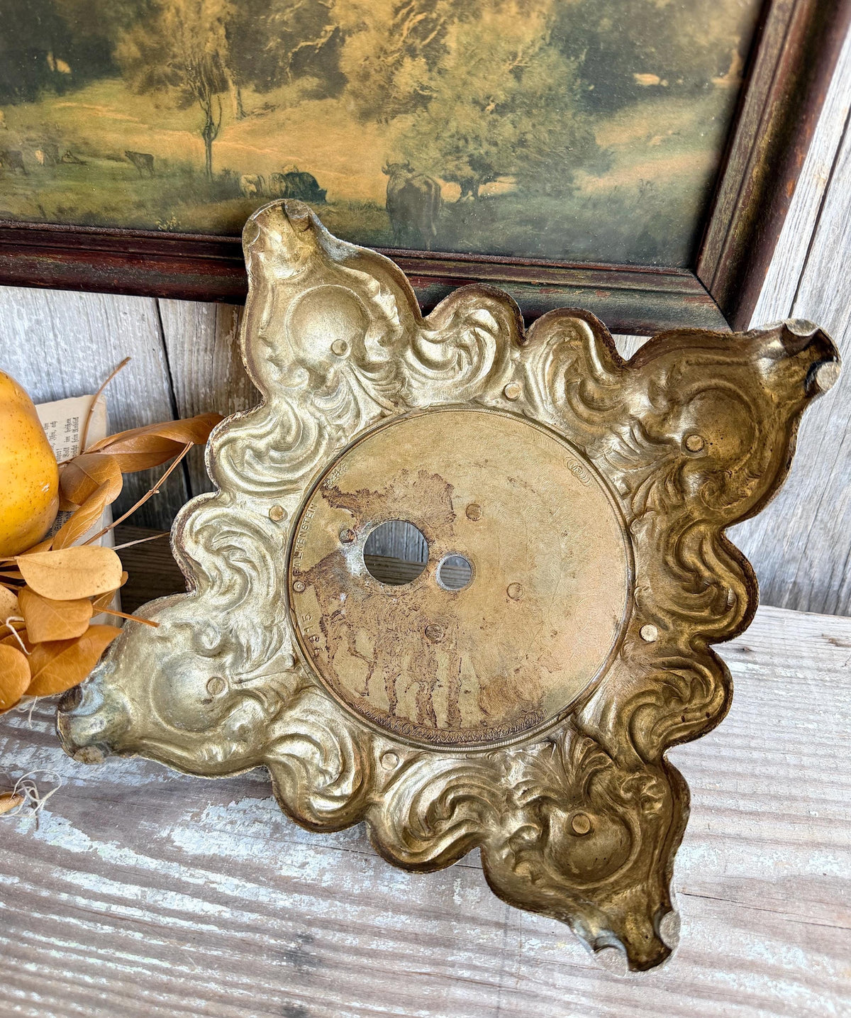 Antique Metal Brass BRASS Ornate Lamp Base Pedestal Light Part Architectural Industrial Salvage Farmhouse Decor