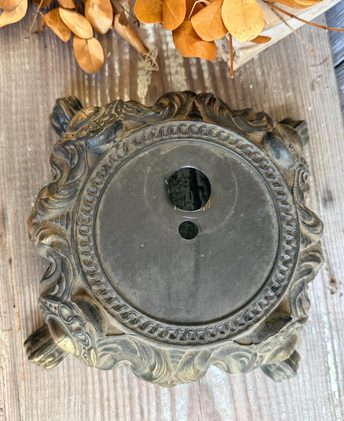 Antique Metal Brass BRASS Ornate Lamp Base Pedestal Light Part Architectural Industrial Salvage Farmhouse Decor