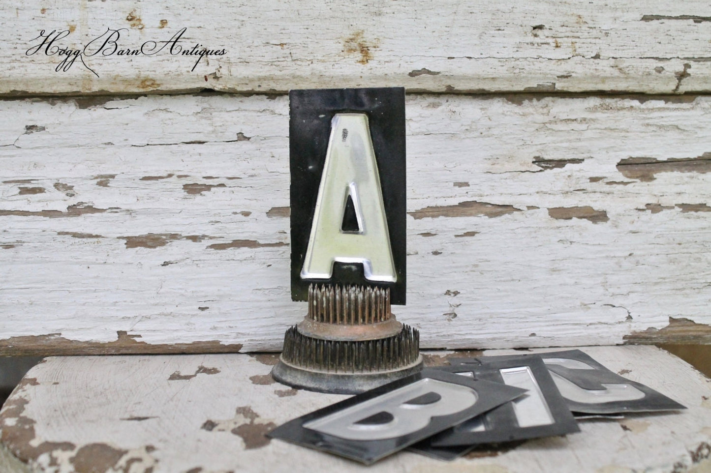 Vintage Metal Gas Station LETTERS Industrial Salvage Black Farmhouse Decor Fixer Upper Decor