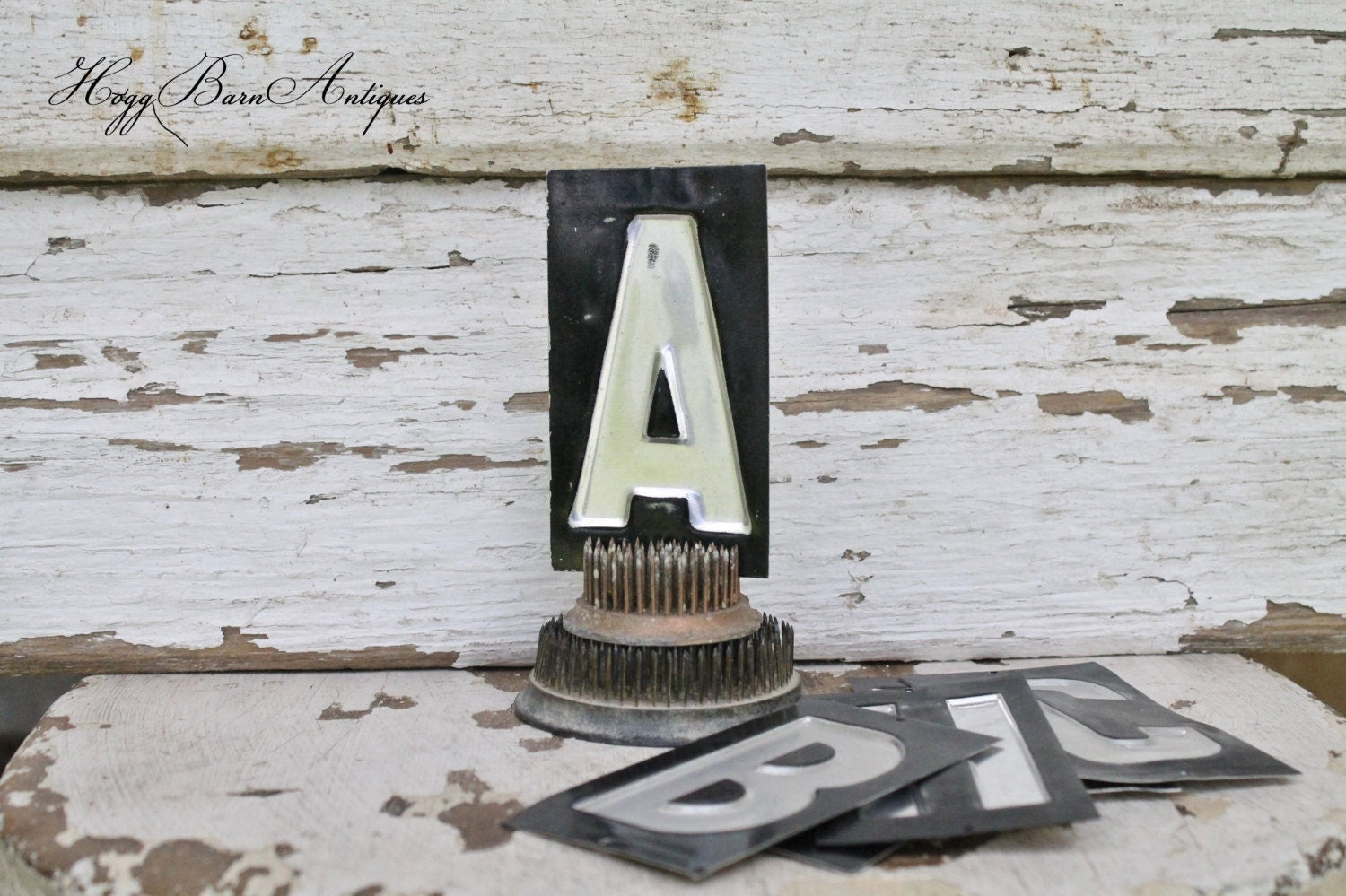 Vintage Metal Gas Station LETTERS Industrial Salvage Black Farmhouse Decor Fixer Upper Decor