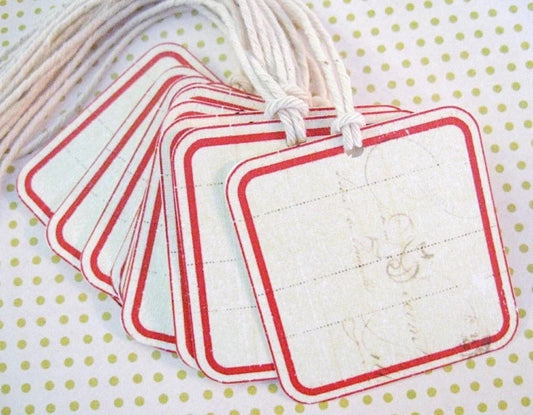 Red Ledger Label Gift Tags