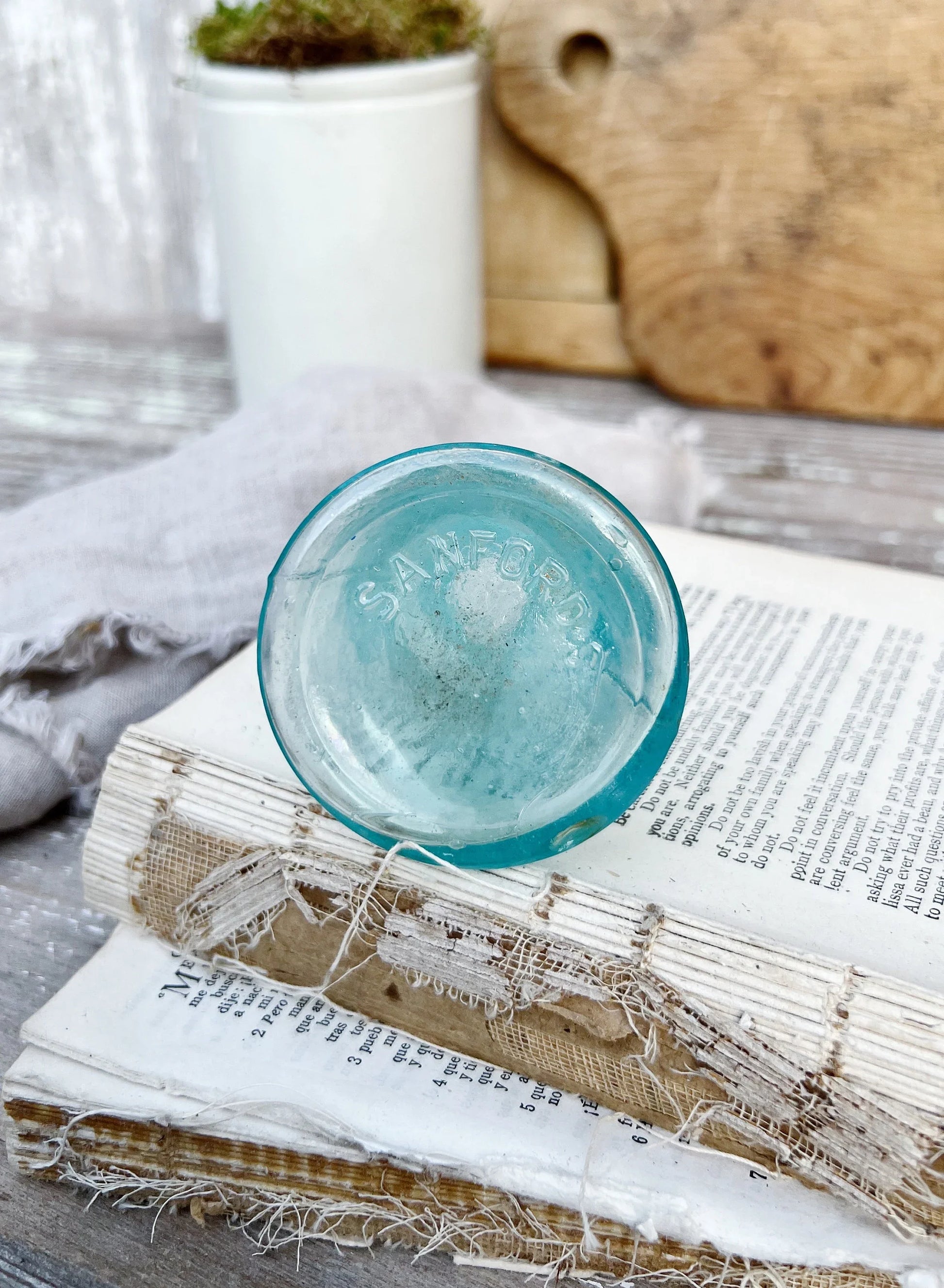 SANFORD Antique Glass Inkwell Bottle