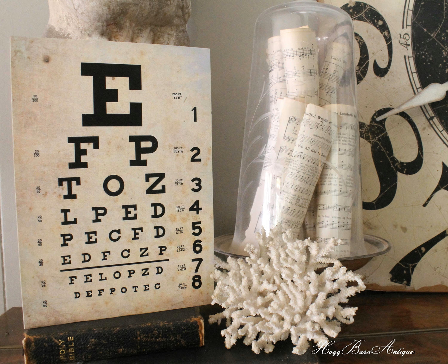 Vintage EYE CHART Wood Sign