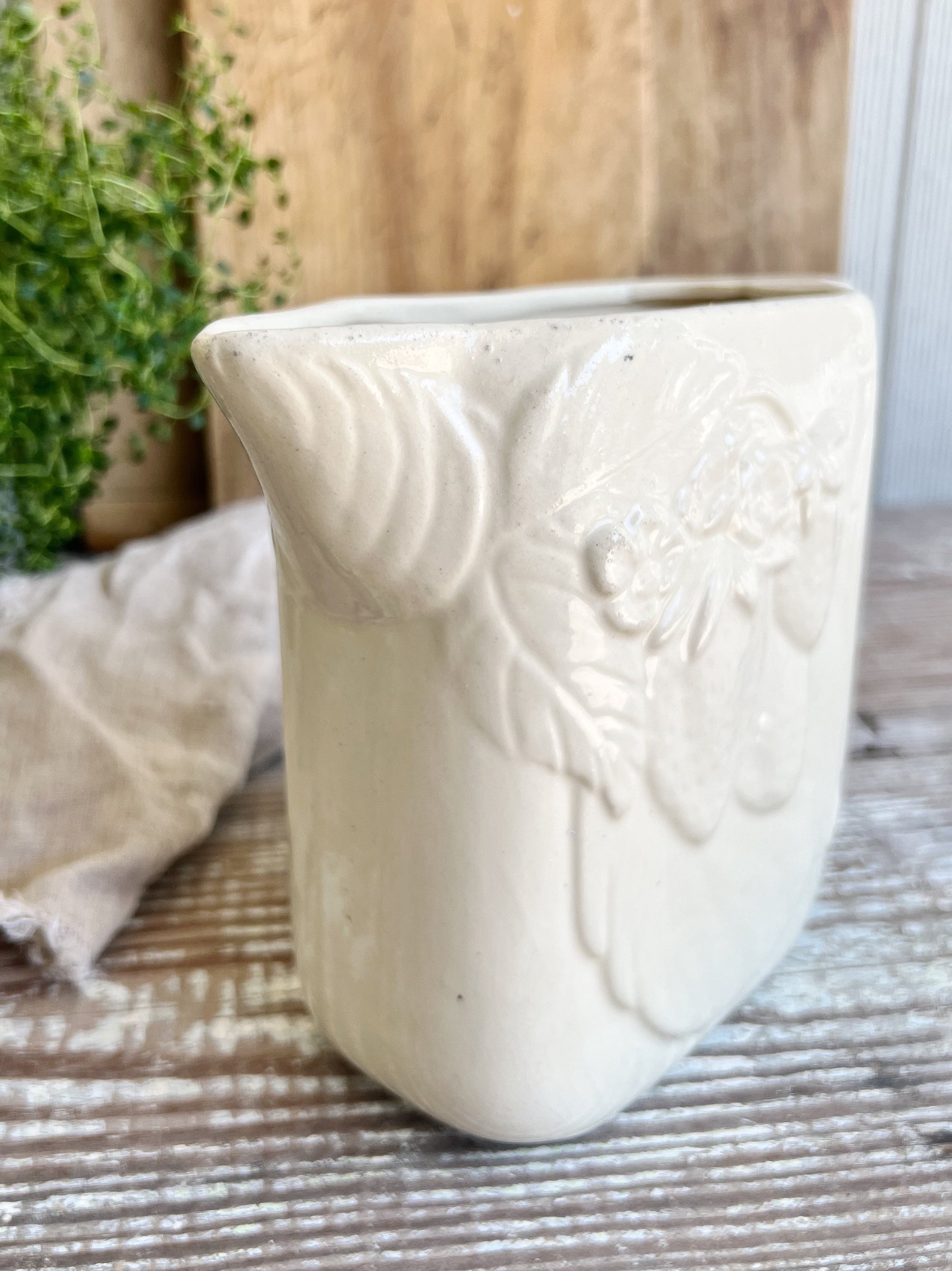 Vintage Strawberry Stoneware Pitcher