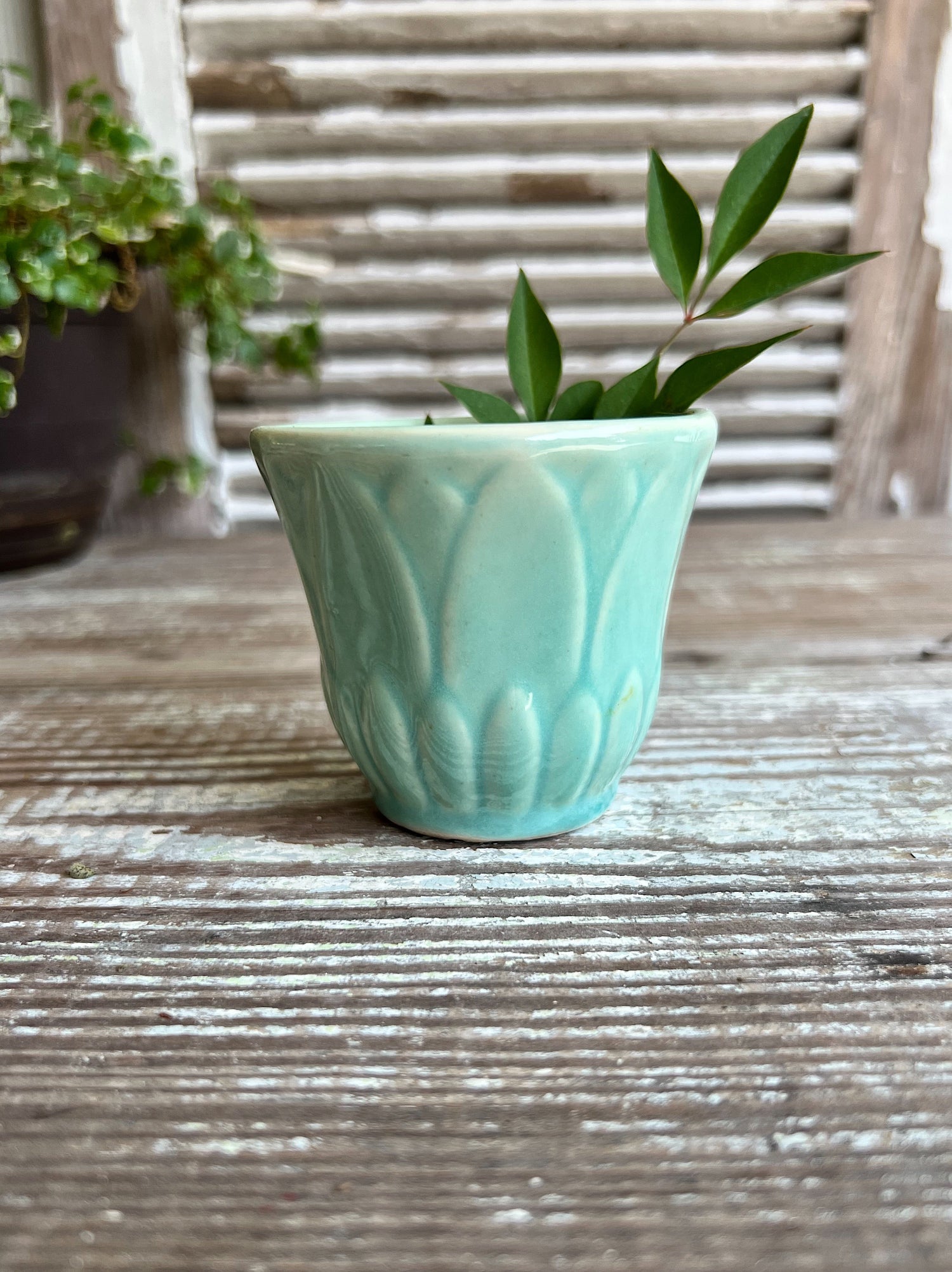 Vintage Turquoise Flower Pot